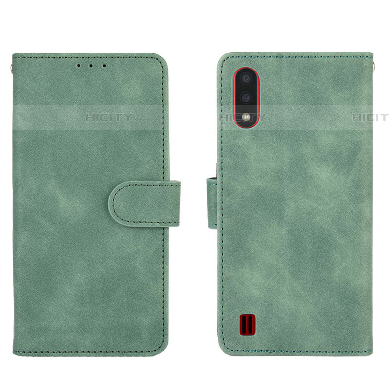 Custodia Portafoglio In Pelle Cover con Supporto L01Z per Samsung Galaxy A01 SM-A015 Verde