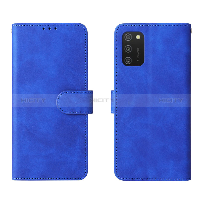 Custodia Portafoglio In Pelle Cover con Supporto L01Z per Samsung Galaxy A02s Blu