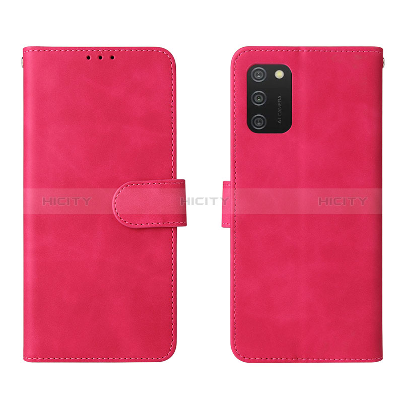 Custodia Portafoglio In Pelle Cover con Supporto L01Z per Samsung Galaxy A02s Rosa Caldo