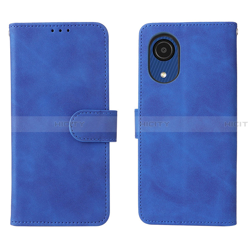 Custodia Portafoglio In Pelle Cover con Supporto L01Z per Samsung Galaxy A03 Core Blu