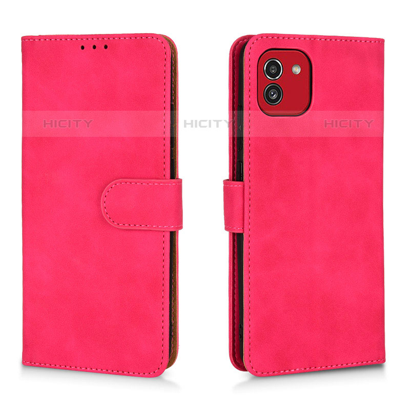 Custodia Portafoglio In Pelle Cover con Supporto L01Z per Samsung Galaxy A03 Rosa Caldo