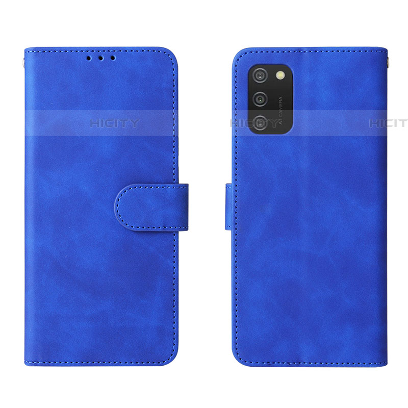 Custodia Portafoglio In Pelle Cover con Supporto L01Z per Samsung Galaxy A03s Blu