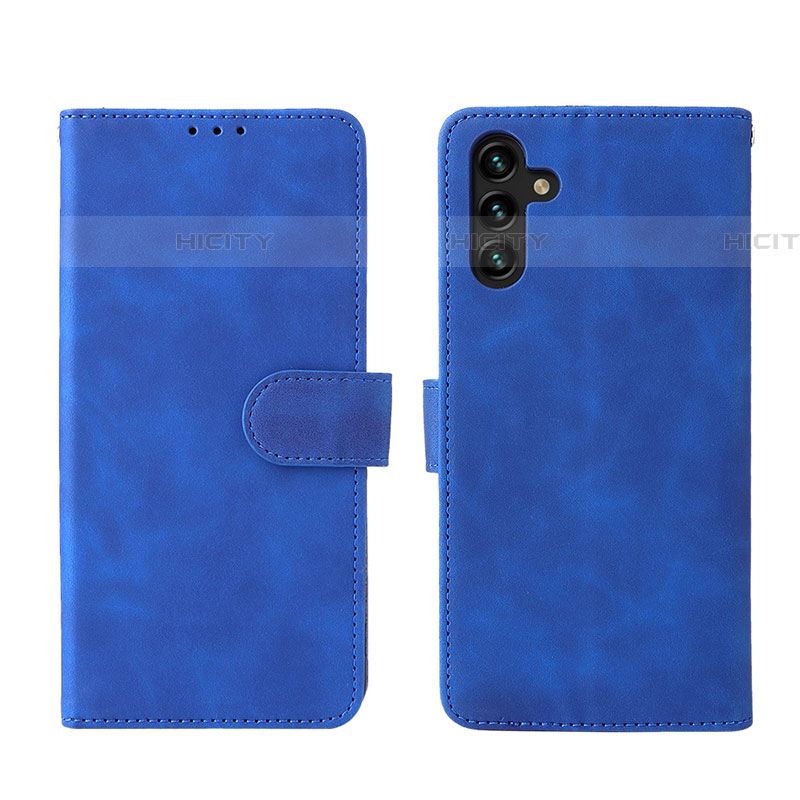 Custodia Portafoglio In Pelle Cover con Supporto L01Z per Samsung Galaxy A04s Blu