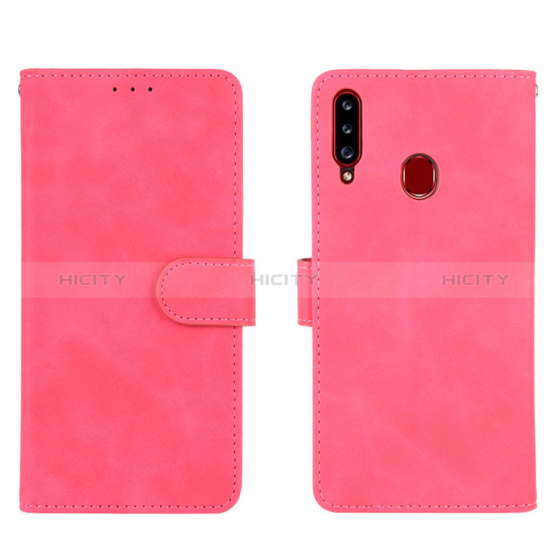 Custodia Portafoglio In Pelle Cover con Supporto L01Z per Samsung Galaxy A20s Rosa Caldo