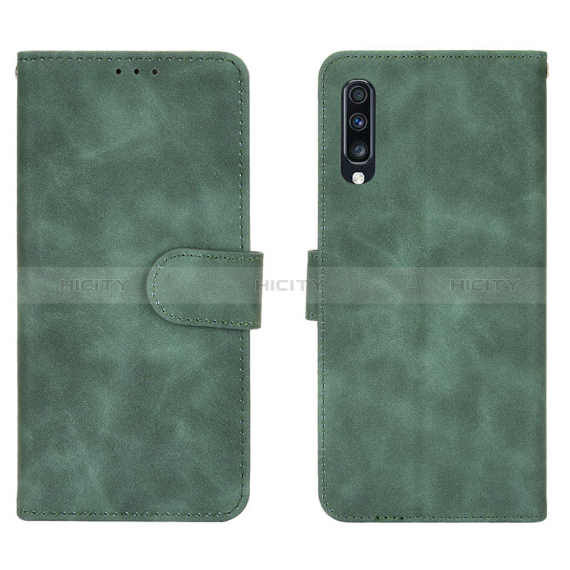 Custodia Portafoglio In Pelle Cover con Supporto L01Z per Samsung Galaxy A70 Verde