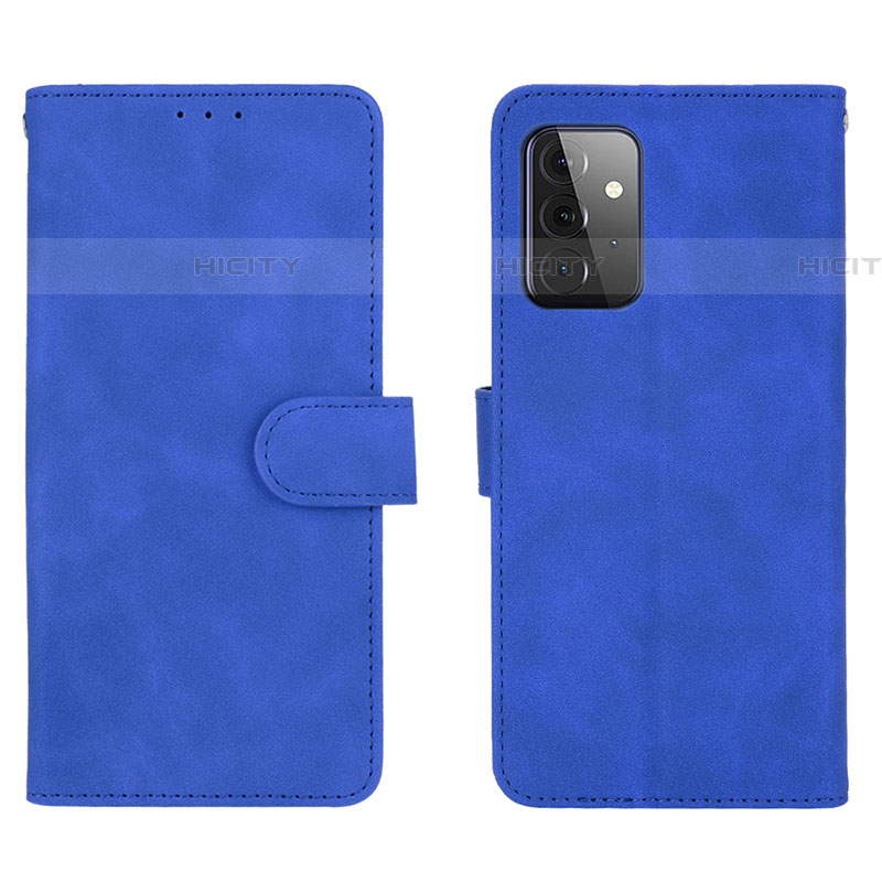 Custodia Portafoglio In Pelle Cover con Supporto L01Z per Samsung Galaxy A72 4G Blu
