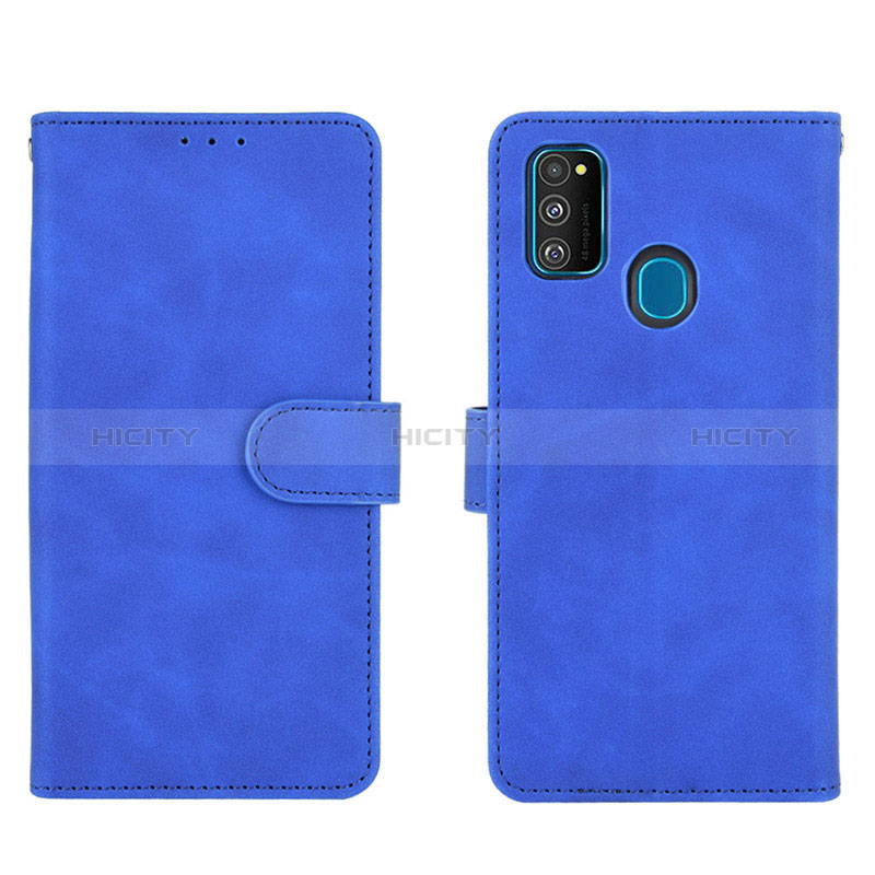 Custodia Portafoglio In Pelle Cover con Supporto L01Z per Samsung Galaxy M21 Blu