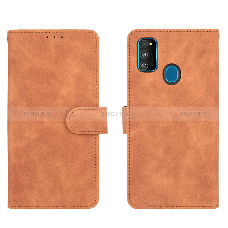 Custodia Portafoglio In Pelle Cover con Supporto L01Z per Samsung Galaxy M21 Marrone