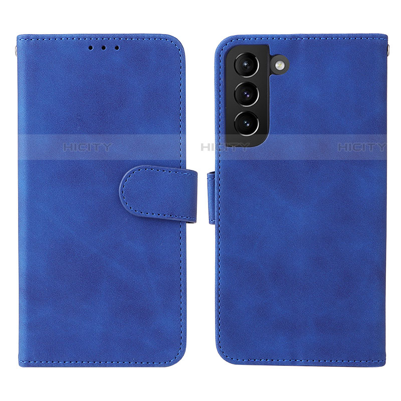 Custodia Portafoglio In Pelle Cover con Supporto L01Z per Samsung Galaxy S22 5G Blu