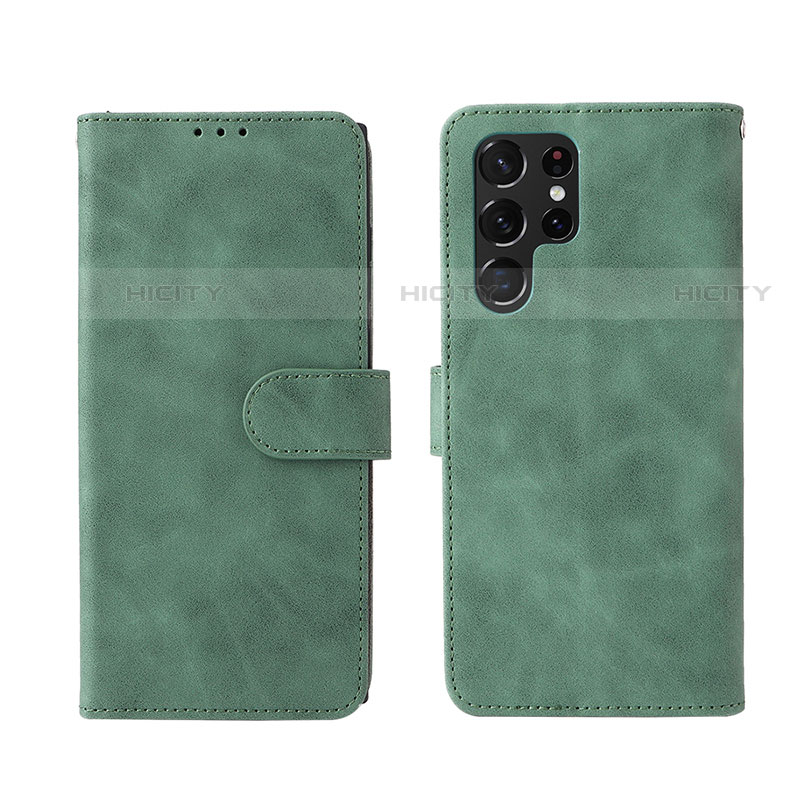 Custodia Portafoglio In Pelle Cover con Supporto L01Z per Samsung Galaxy S23 Ultra 5G Verde