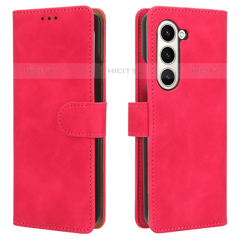 Custodia Portafoglio In Pelle Cover con Supporto L01Z per Samsung Galaxy Z Fold5 5G Rosa Caldo