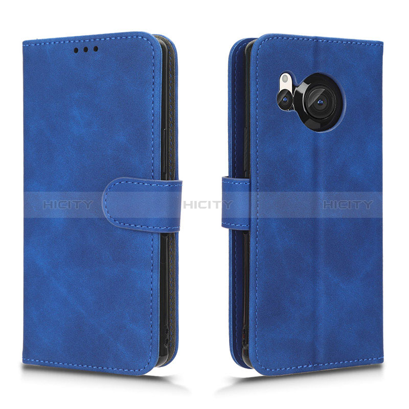 Custodia Portafoglio In Pelle Cover con Supporto L01Z per Sharp Aquos R8 Blu