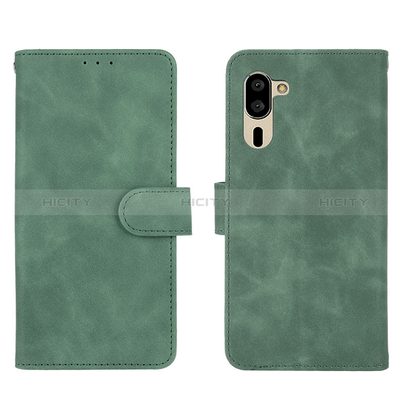 Custodia Portafoglio In Pelle Cover con Supporto L01Z per Sharp Simple Sumaho 5 Verde