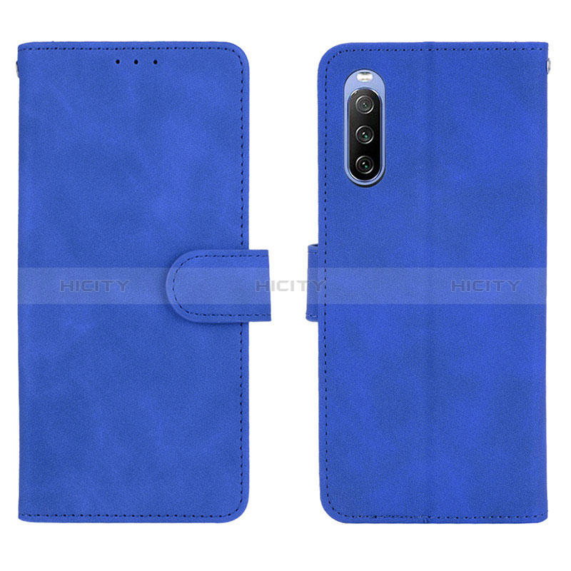Custodia Portafoglio In Pelle Cover con Supporto L01Z per Sony Xperia 10 III SO-52B Blu