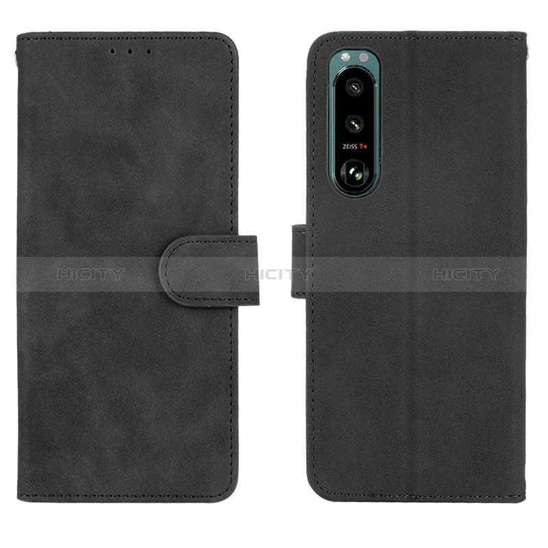 Custodia Portafoglio In Pelle Cover con Supporto L01Z per Sony Xperia 5 III Nero