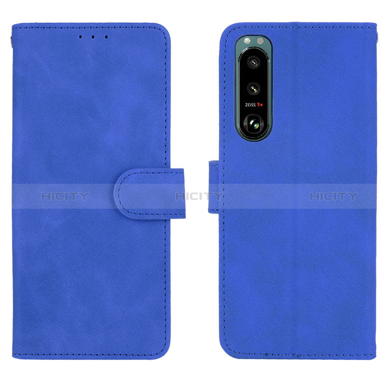 Custodia Portafoglio In Pelle Cover con Supporto L01Z per Sony Xperia 5 III SO-53B Blu