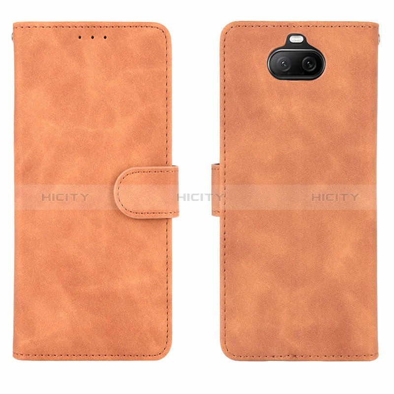 Custodia Portafoglio In Pelle Cover con Supporto L01Z per Sony Xperia 8 Marrone