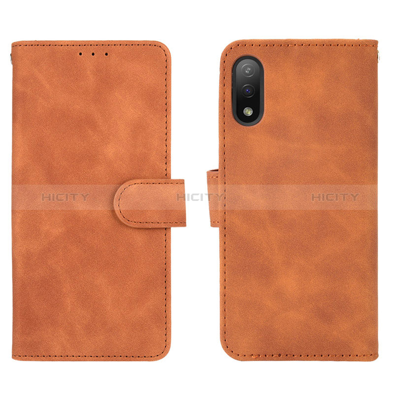 Custodia Portafoglio In Pelle Cover con Supporto L01Z per Sony Xperia Ace II Marrone