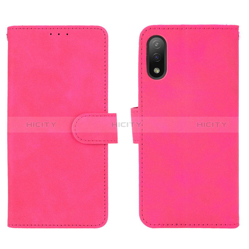Custodia Portafoglio In Pelle Cover con Supporto L01Z per Sony Xperia Ace II SO-41B Rosa Caldo