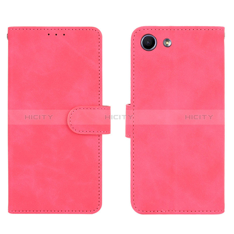 Custodia Portafoglio In Pelle Cover con Supporto L01Z per Sony Xperia Ace Rosa Caldo