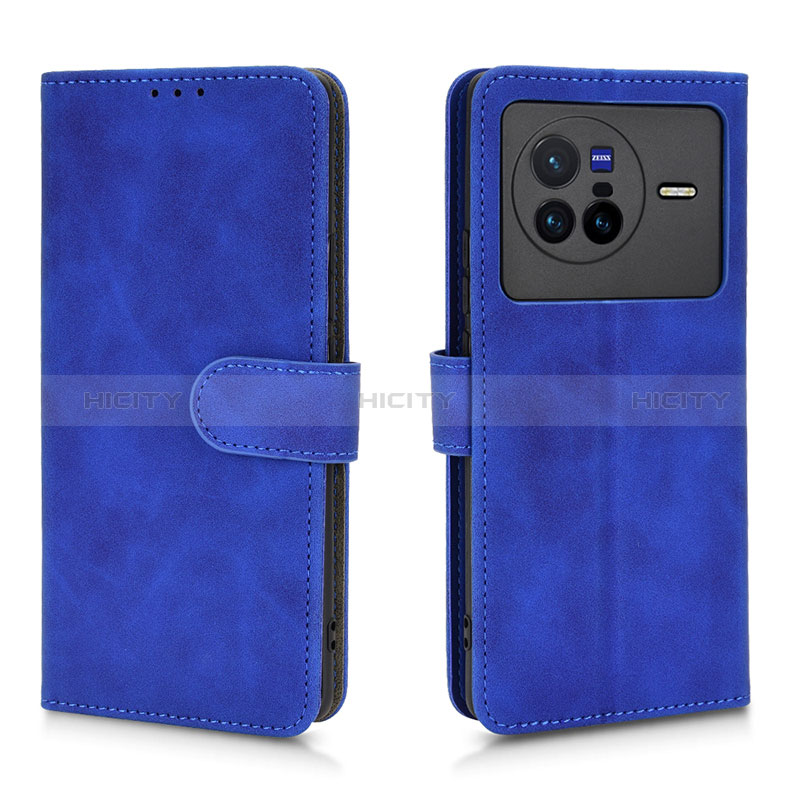 Custodia Portafoglio In Pelle Cover con Supporto L01Z per Vivo X80 5G Blu