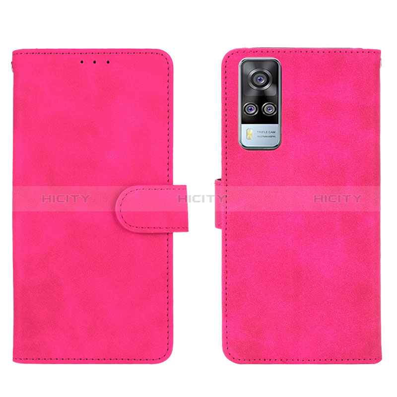 Custodia Portafoglio In Pelle Cover con Supporto L01Z per Vivo Y53s 4G Rosa Caldo