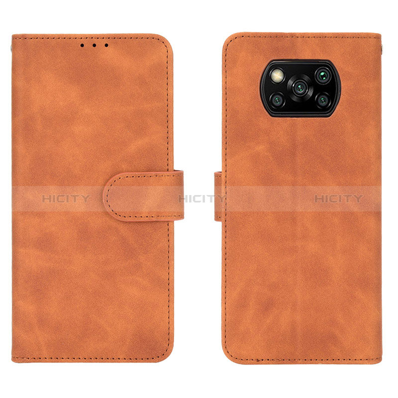 Custodia Portafoglio In Pelle Cover con Supporto L01Z per Xiaomi Poco X3 NFC Marrone