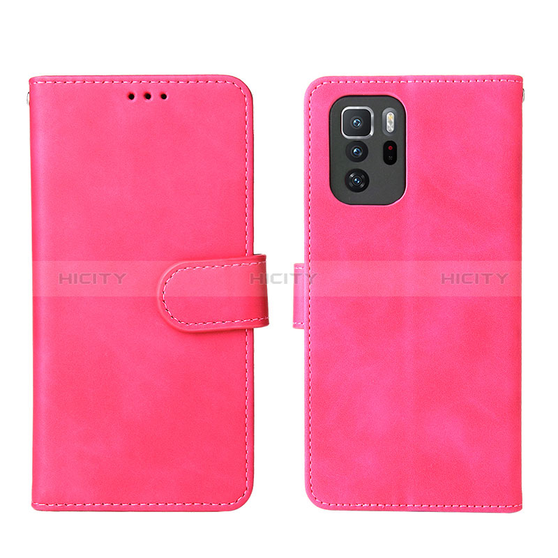 Custodia Portafoglio In Pelle Cover con Supporto L01Z per Xiaomi Redmi Note 10 Pro 5G Rosa Caldo