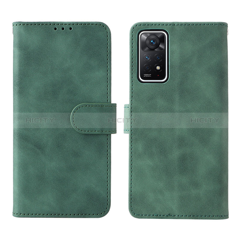Custodia Portafoglio In Pelle Cover con Supporto L01Z per Xiaomi Redmi Note 11 Pro 4G Verde