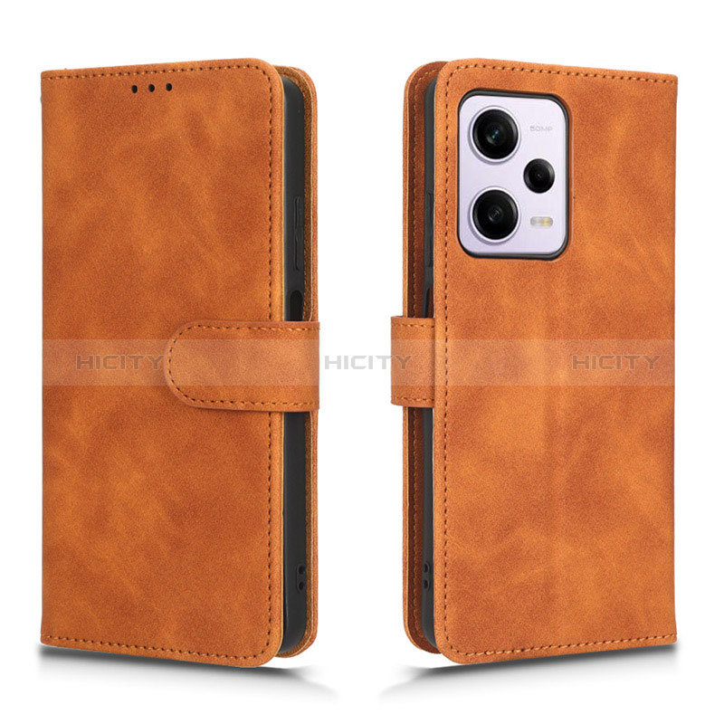 Custodia Portafoglio In Pelle Cover con Supporto L01Z per Xiaomi Redmi Note 12 Pro 5G Marrone