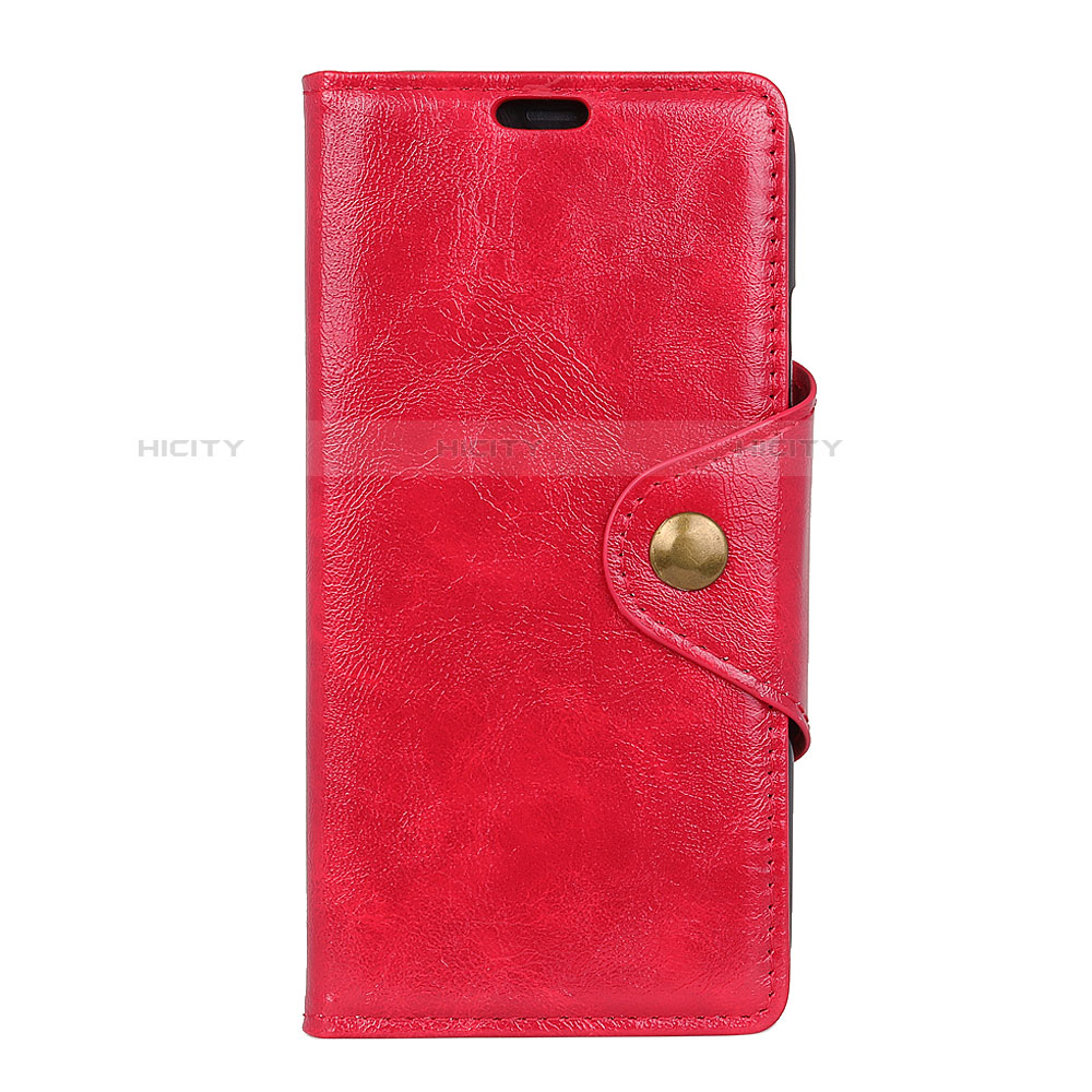 Custodia Portafoglio In Pelle Cover con Supporto L02 per Alcatel 1 Rosso