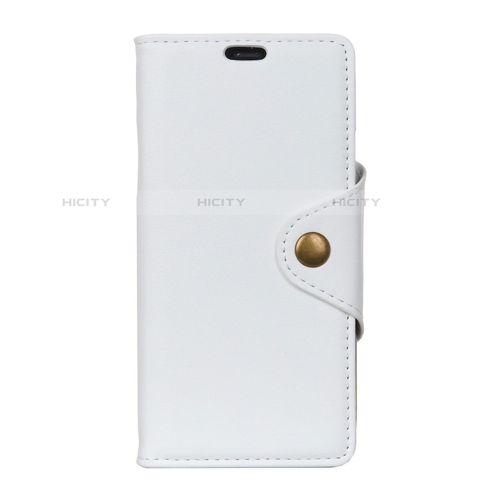 Custodia Portafoglio In Pelle Cover con Supporto L02 per Alcatel 7 Bianco