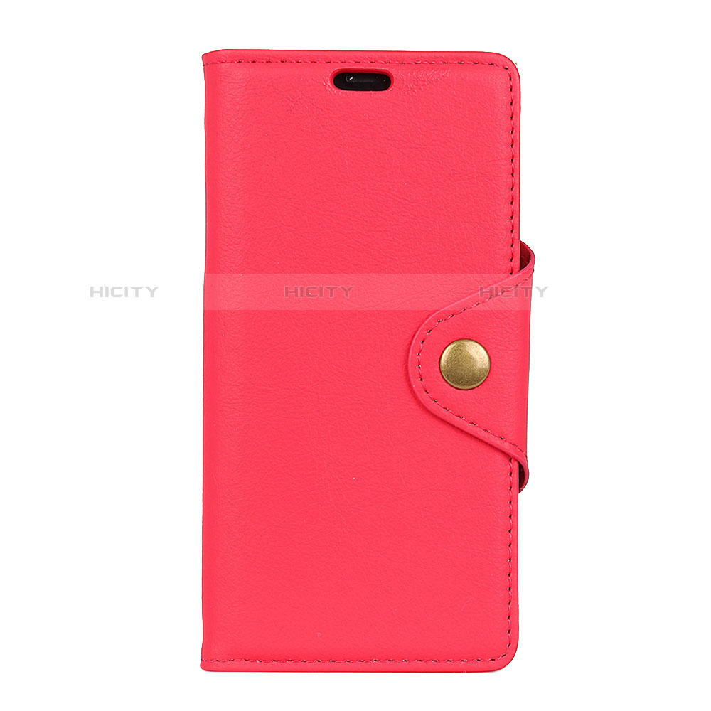 Custodia Portafoglio In Pelle Cover con Supporto L02 per Alcatel 7 Rosso