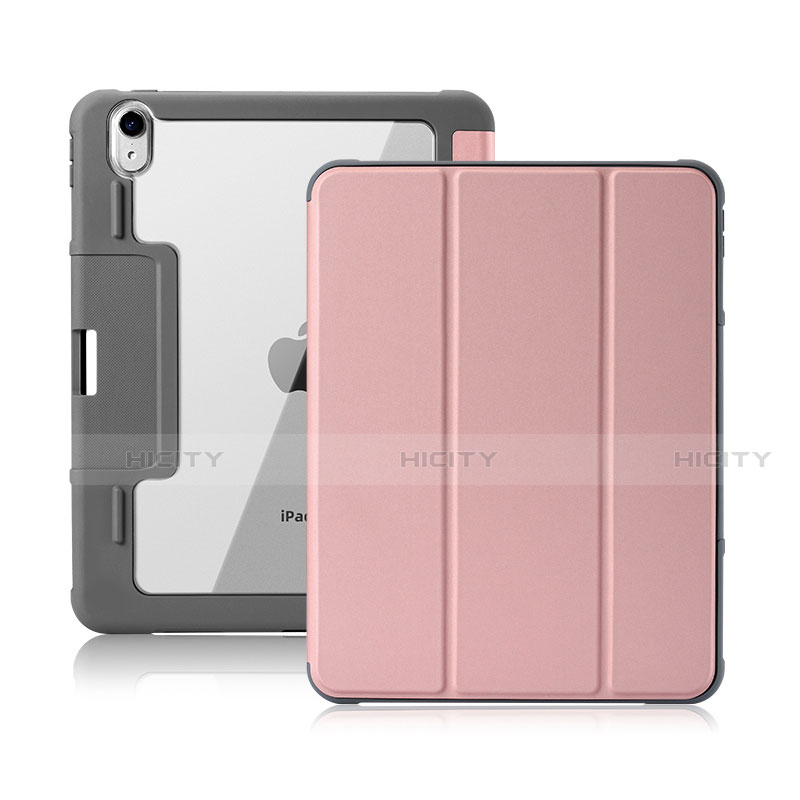 Custodia Portafoglio In Pelle Cover con Supporto L02 per Apple iPad Air 10.9 (2020) Rosa