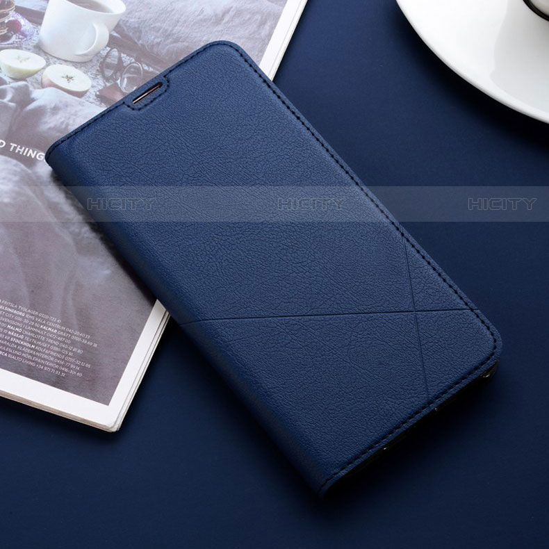 Custodia Portafoglio In Pelle Cover con Supporto L02 per Huawei P Smart Pro (2019) Blu