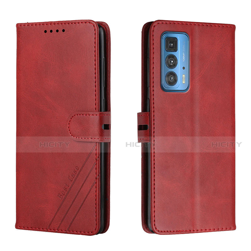 Custodia Portafoglio In Pelle Cover con Supporto L02 per Motorola Moto Edge 20 Pro 5G Rosso