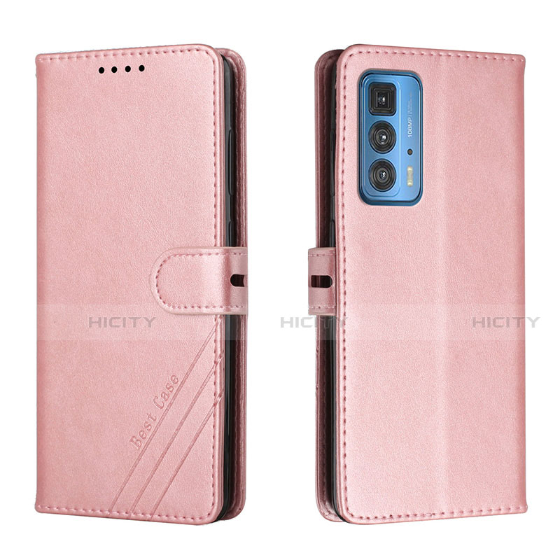 Custodia Portafoglio In Pelle Cover con Supporto L02 per Motorola Moto Edge S Pro 5G Oro Rosa