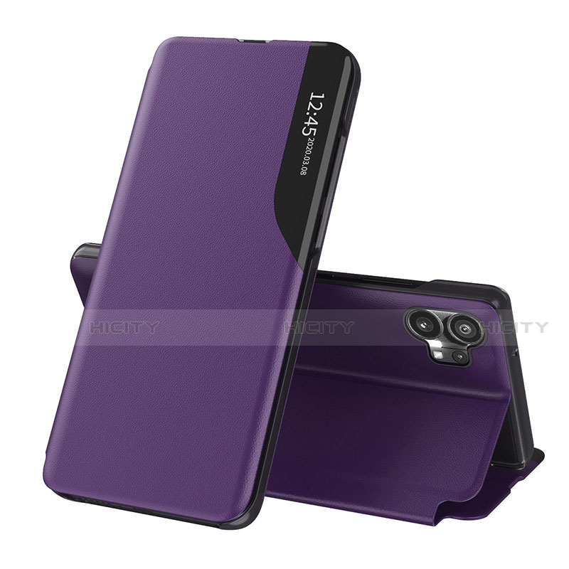 Custodia Portafoglio In Pelle Cover con Supporto L02 per Nothing Phone 1 Viola