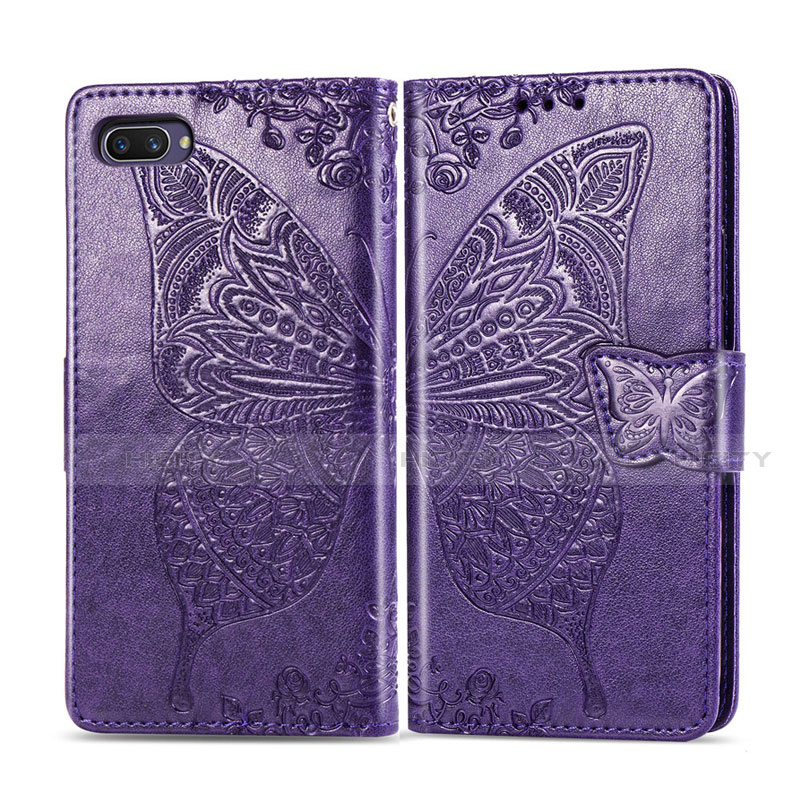 Custodia Portafoglio In Pelle Cover con Supporto L02 per Oppo AX5 Viola