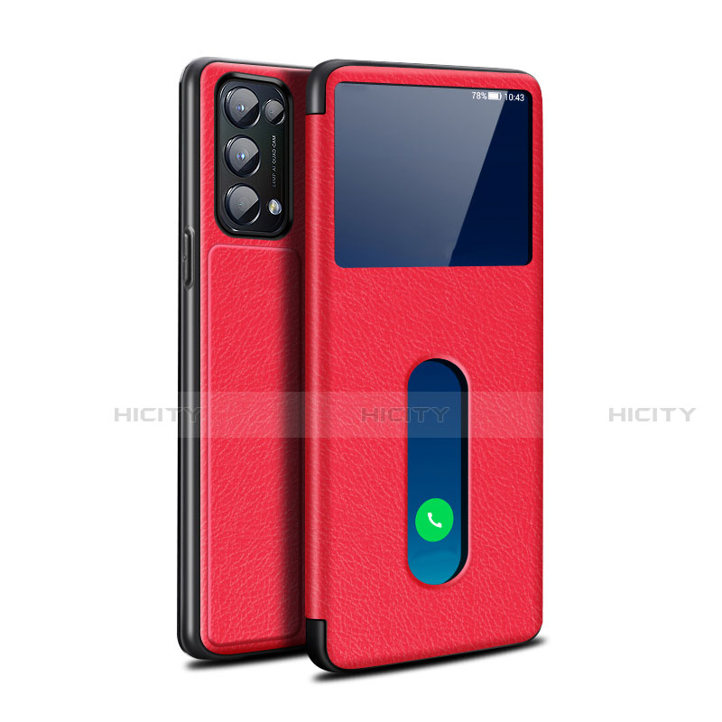 Custodia Portafoglio In Pelle Cover con Supporto L02 per Oppo Find X3 Lite 5G Rosso