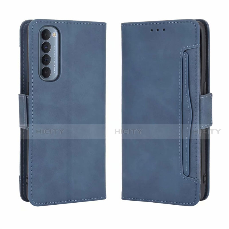 Custodia Portafoglio In Pelle Cover con Supporto L02 per Oppo Reno4 Pro 4G Blu