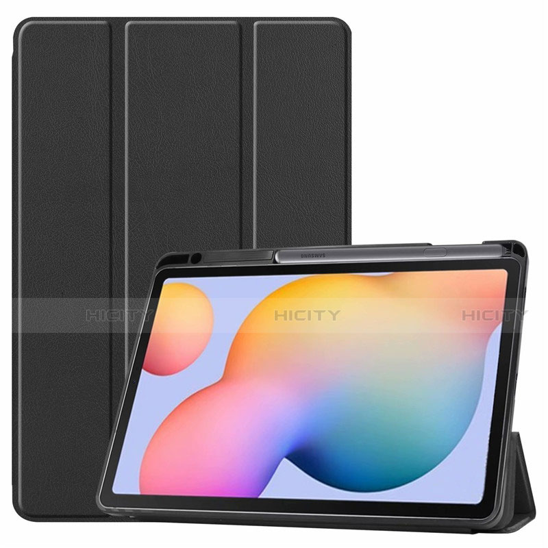 Custodia Portafoglio In Pelle Cover con Supporto L02 per Samsung Galaxy Tab S6 Lite 10.4 SM-P610 Nero