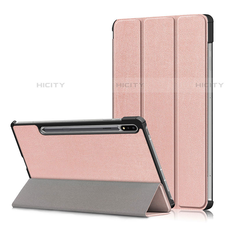 Custodia Portafoglio In Pelle Cover con Supporto L02 per Samsung Galaxy Tab S7 Plus 5G 12.4 SM-T976 Oro Rosa