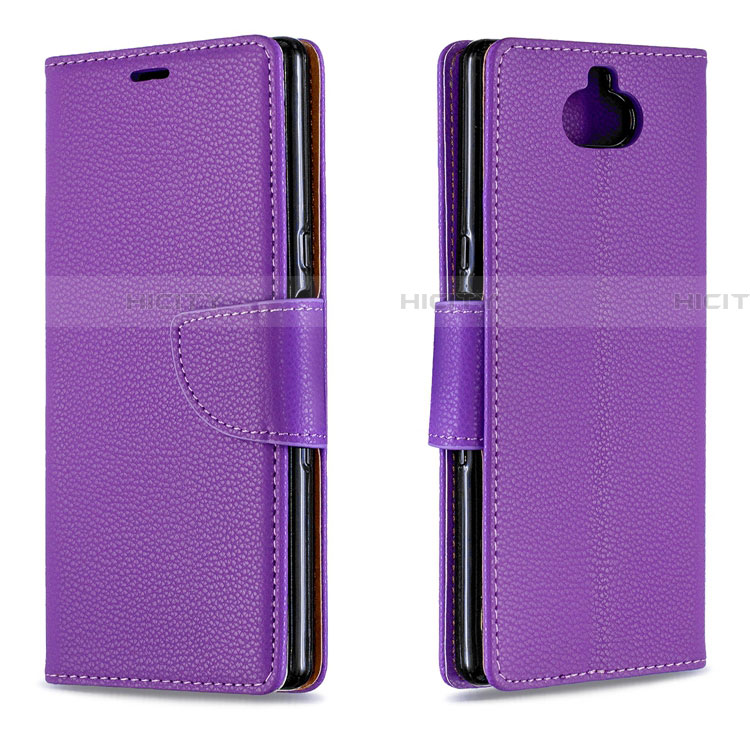 Custodia Portafoglio In Pelle Cover con Supporto L02 per Sony Xperia 10 Viola