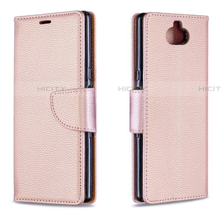 Custodia Portafoglio In Pelle Cover con Supporto L02 per Sony Xperia XA3 Oro Rosa