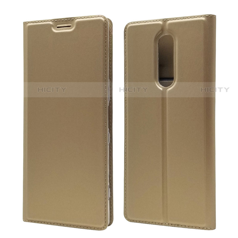 Custodia Portafoglio In Pelle Cover con Supporto L02 per Sony Xperia XZ4 Oro