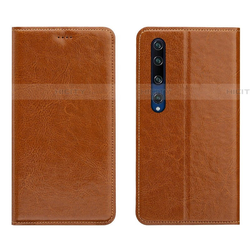 Custodia Portafoglio In Pelle Cover con Supporto L02 per Xiaomi Mi 10 Arancione