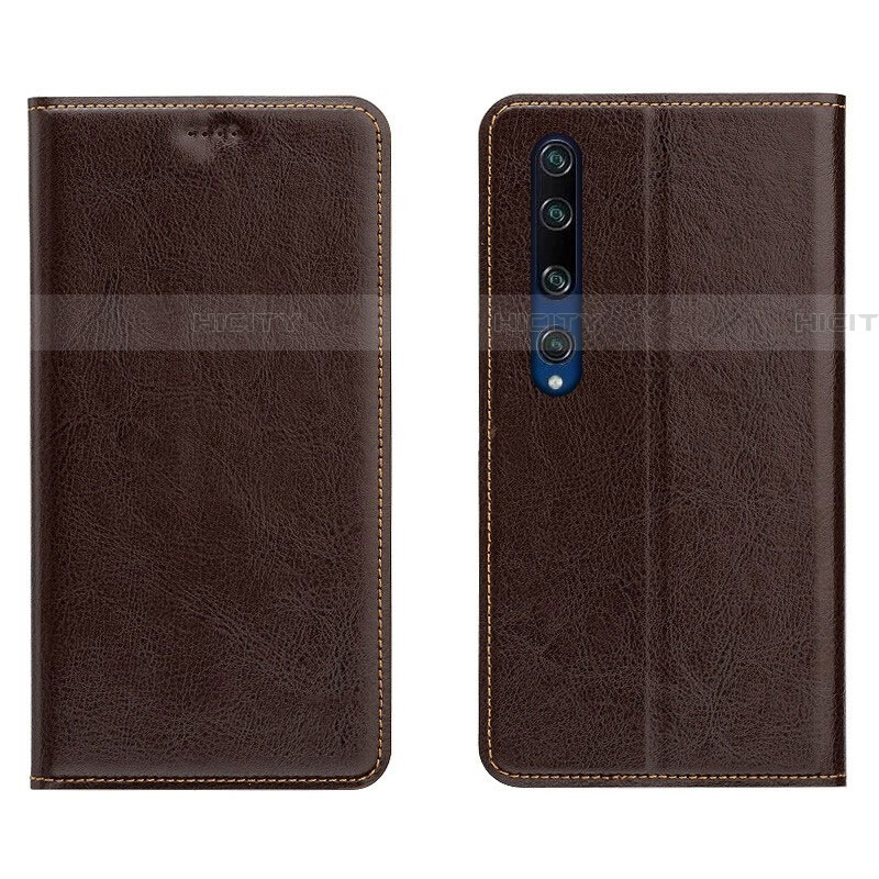 Custodia Portafoglio In Pelle Cover con Supporto L02 per Xiaomi Mi 10 Marrone