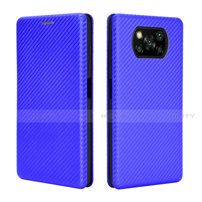 Custodia Portafoglio In Pelle Cover con Supporto L02 per Xiaomi Poco X3 Blu