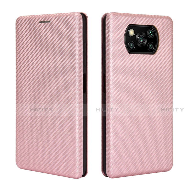 Custodia Portafoglio In Pelle Cover con Supporto L02 per Xiaomi Poco X3 NFC Oro Rosa